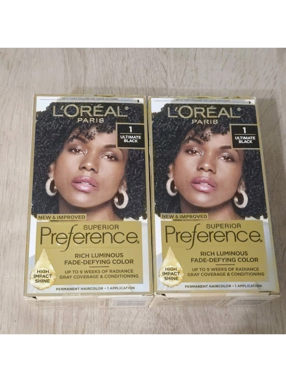 L'Oreal Superior Preference Permanent Hair Color #1 Ultimate Black 2 Pack